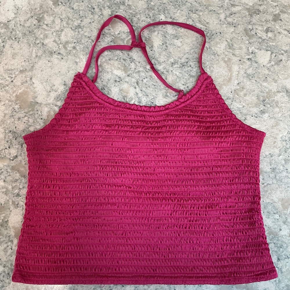 Free People Tank Top Intimately Right On Time Small Pink Smocked T-Back Camisole